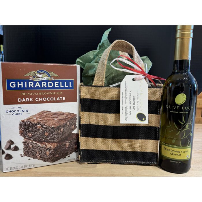 Olive Lucy brownie gift set with olive oil, tote, and brownie mix